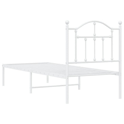 Estrutura de cama com cabeceira 75x190 cm metal branco