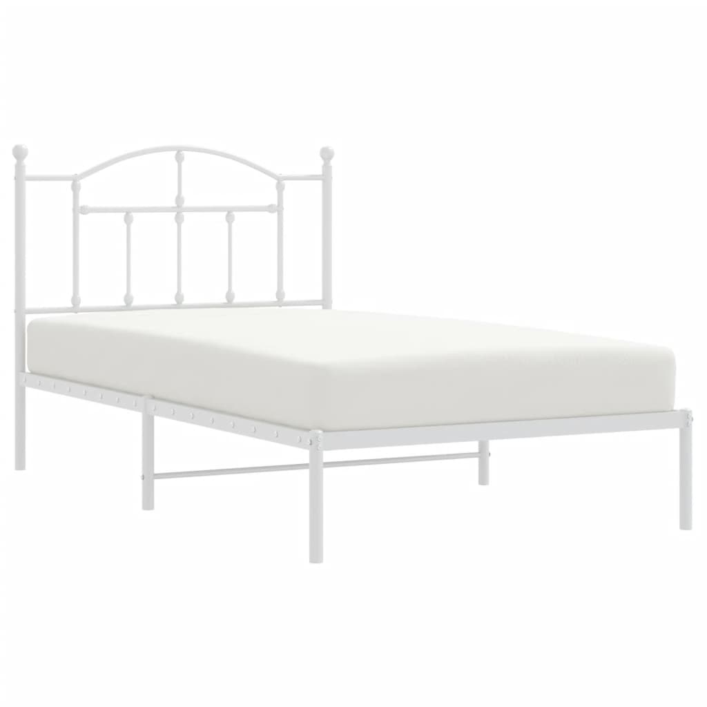 Estrutura de cama com cabeceira 100x190 cm metal branco