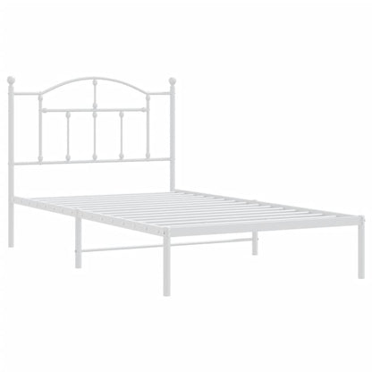 Estrutura de cama com cabeceira 100x190 cm metal branco