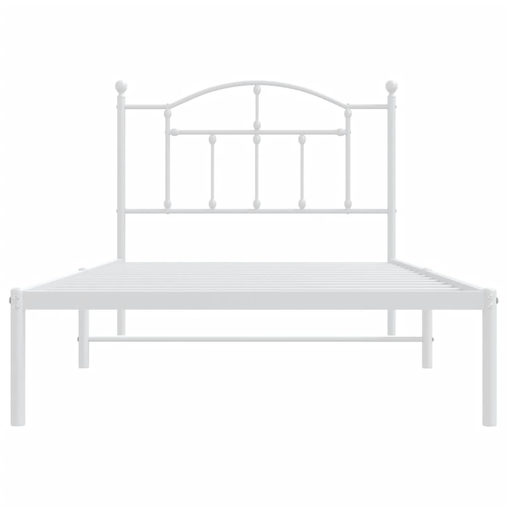 Estrutura de cama com cabeceira 100x190 cm metal branco