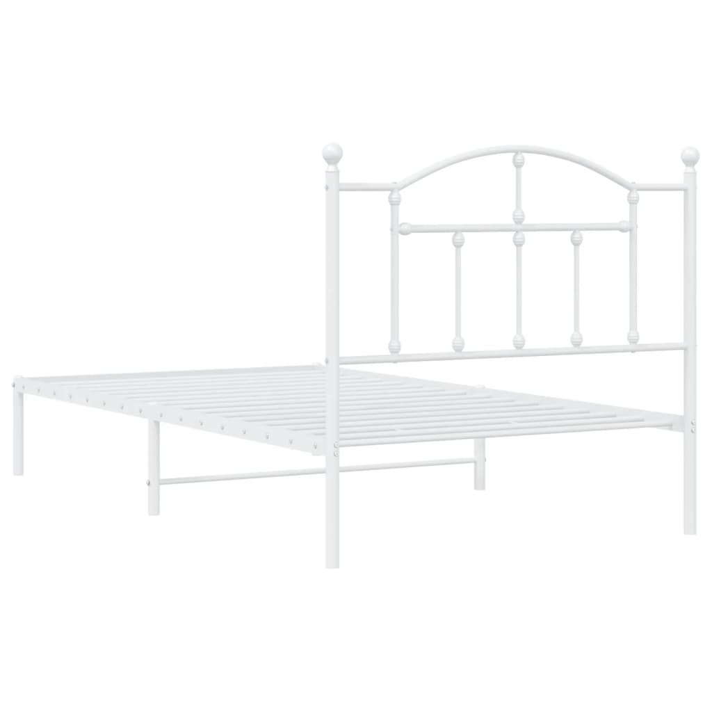 Estrutura de cama com cabeceira 100x190 cm metal branco