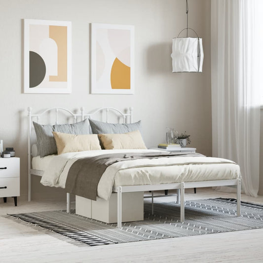 Estrutura de cama com cabeceira 120x190 cm metal branco