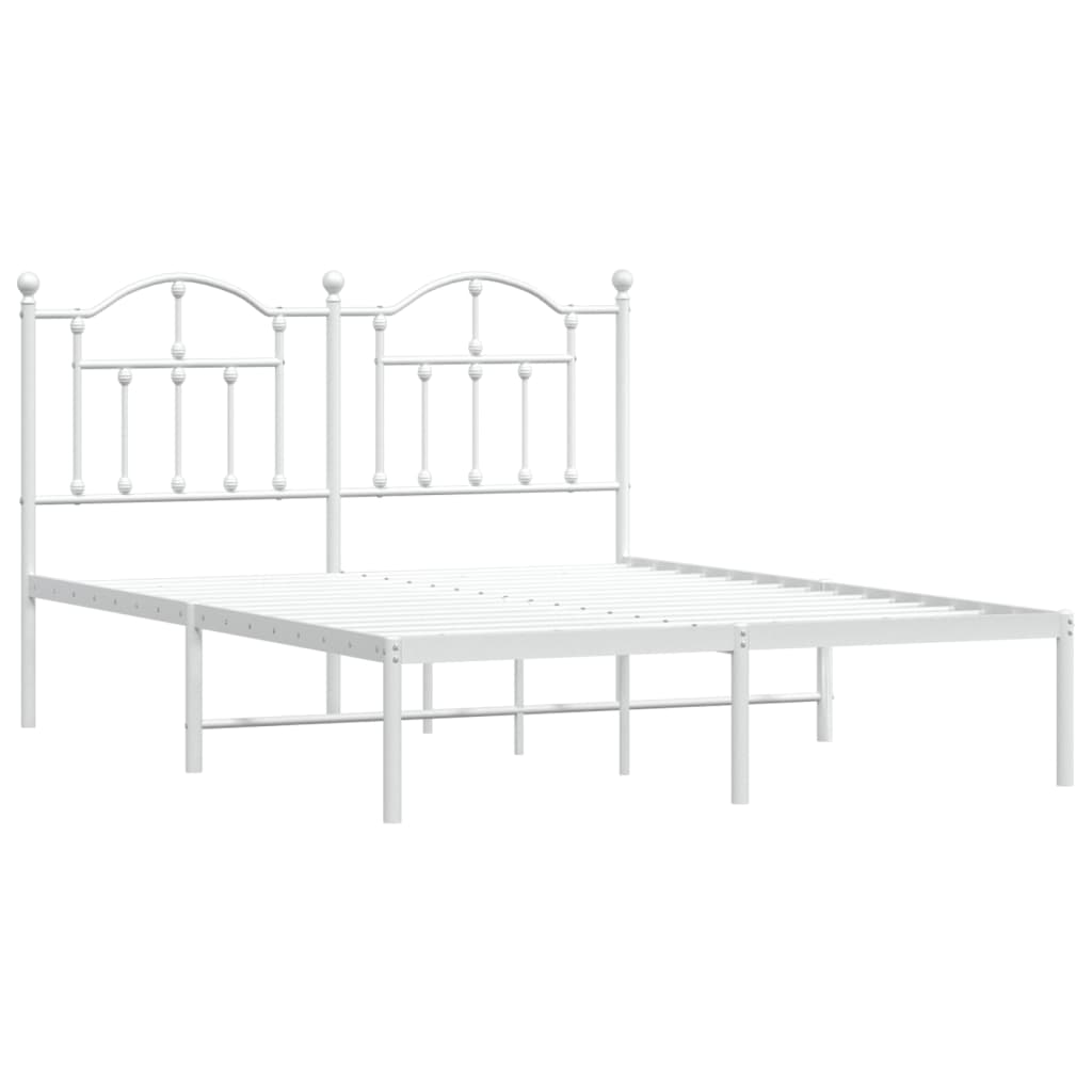 Estrutura de cama com cabeceira 140x190 cm metal branco