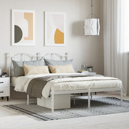 Estrutura de cama com cabeceira 140x190 cm metal branco