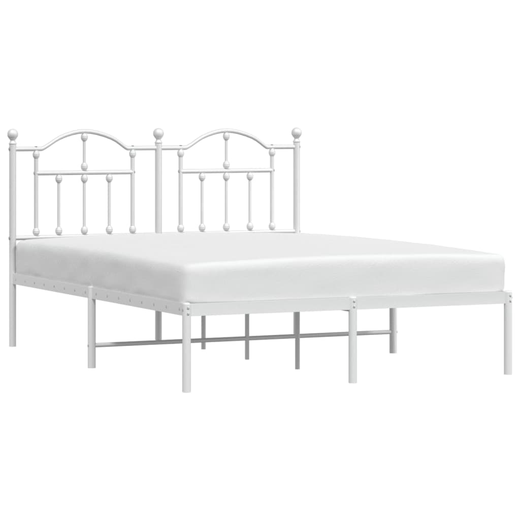 Estrutura de cama com cabeceira 150x200 cm metal branco