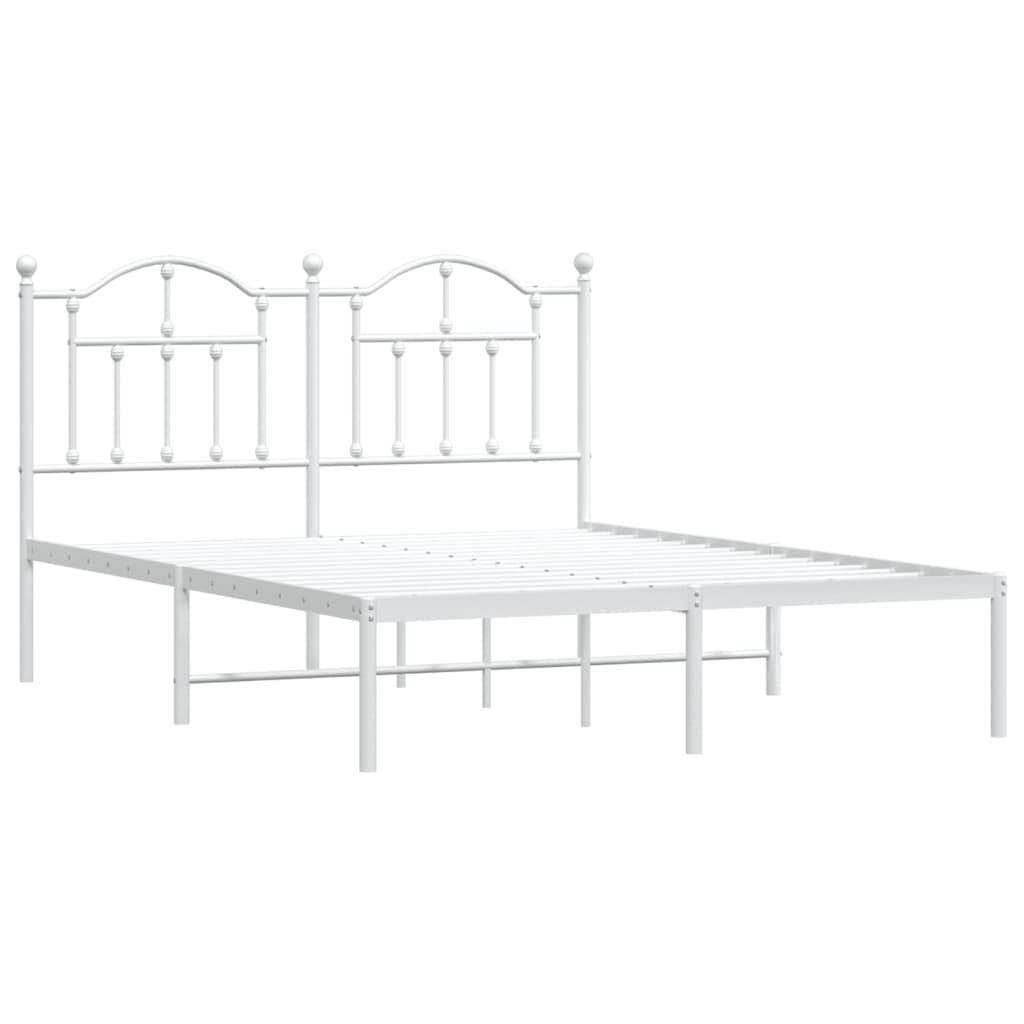 Estrutura de cama com cabeceira 150x200 cm metal branco