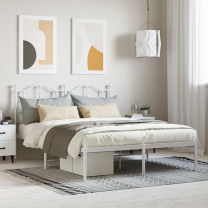 Estrutura de cama com cabeceira 150x200 cm metal branco