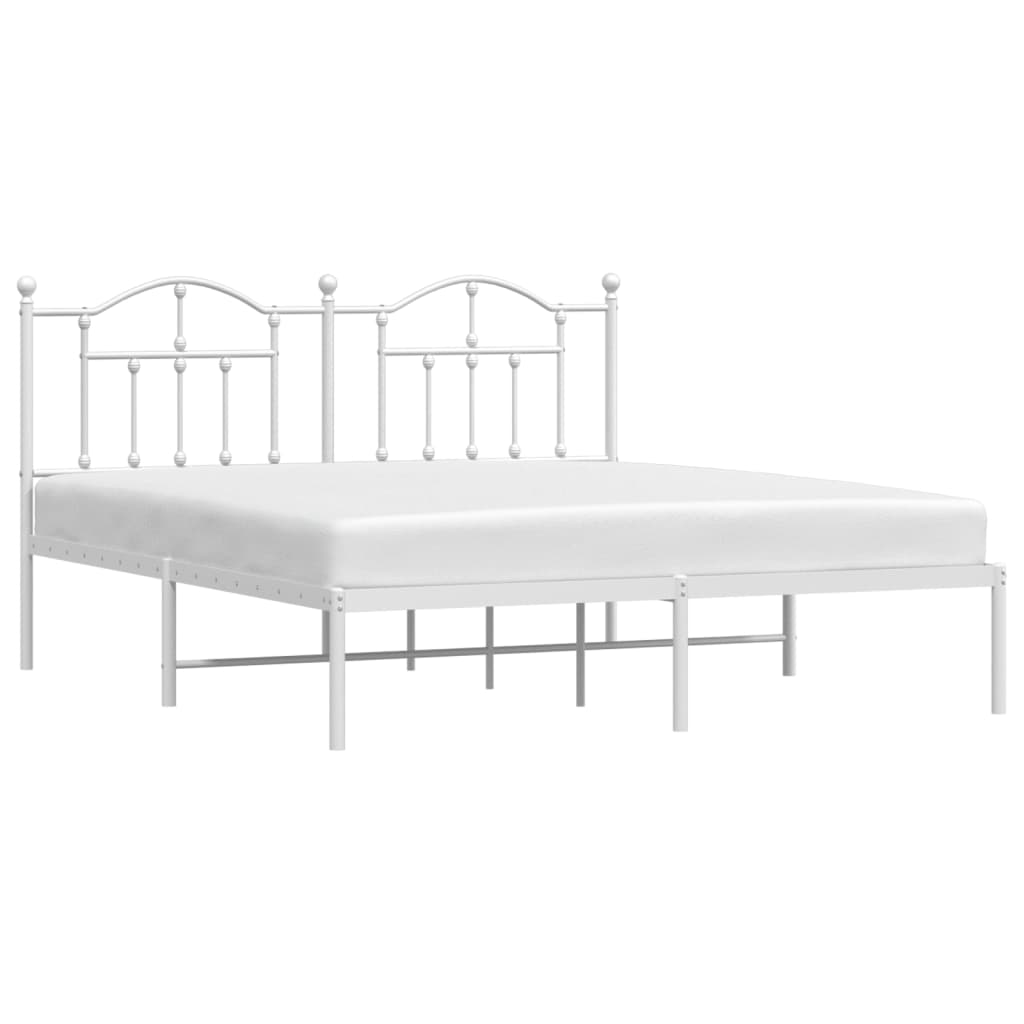 Estrutura de cama com cabeceira 160x200 cm metal branco