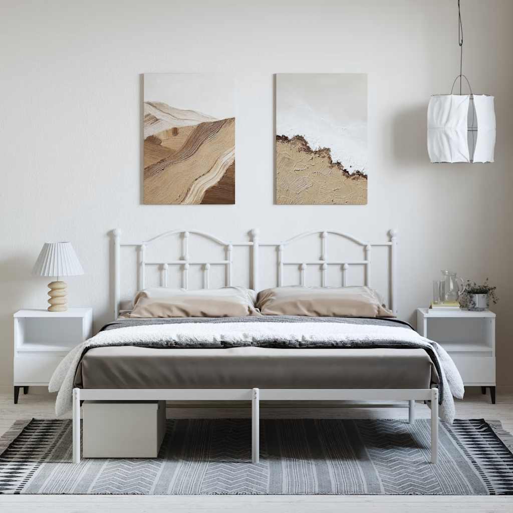 Estrutura de cama com cabeceira 183x213 cm metal branco