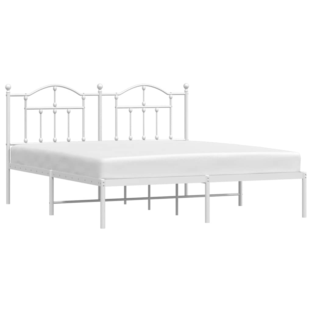 Estrutura de cama com cabeceira 183x213 cm metal branco