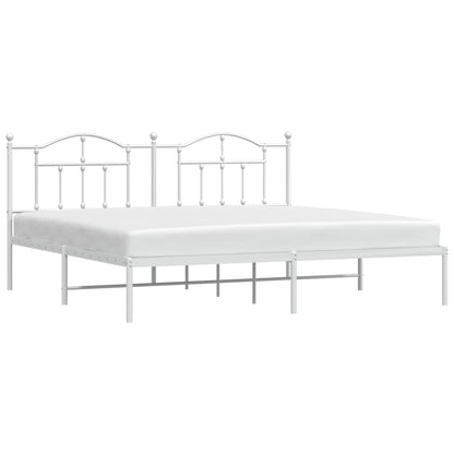 Estrutura de cama com cabeceira 193x203 cm metal branco