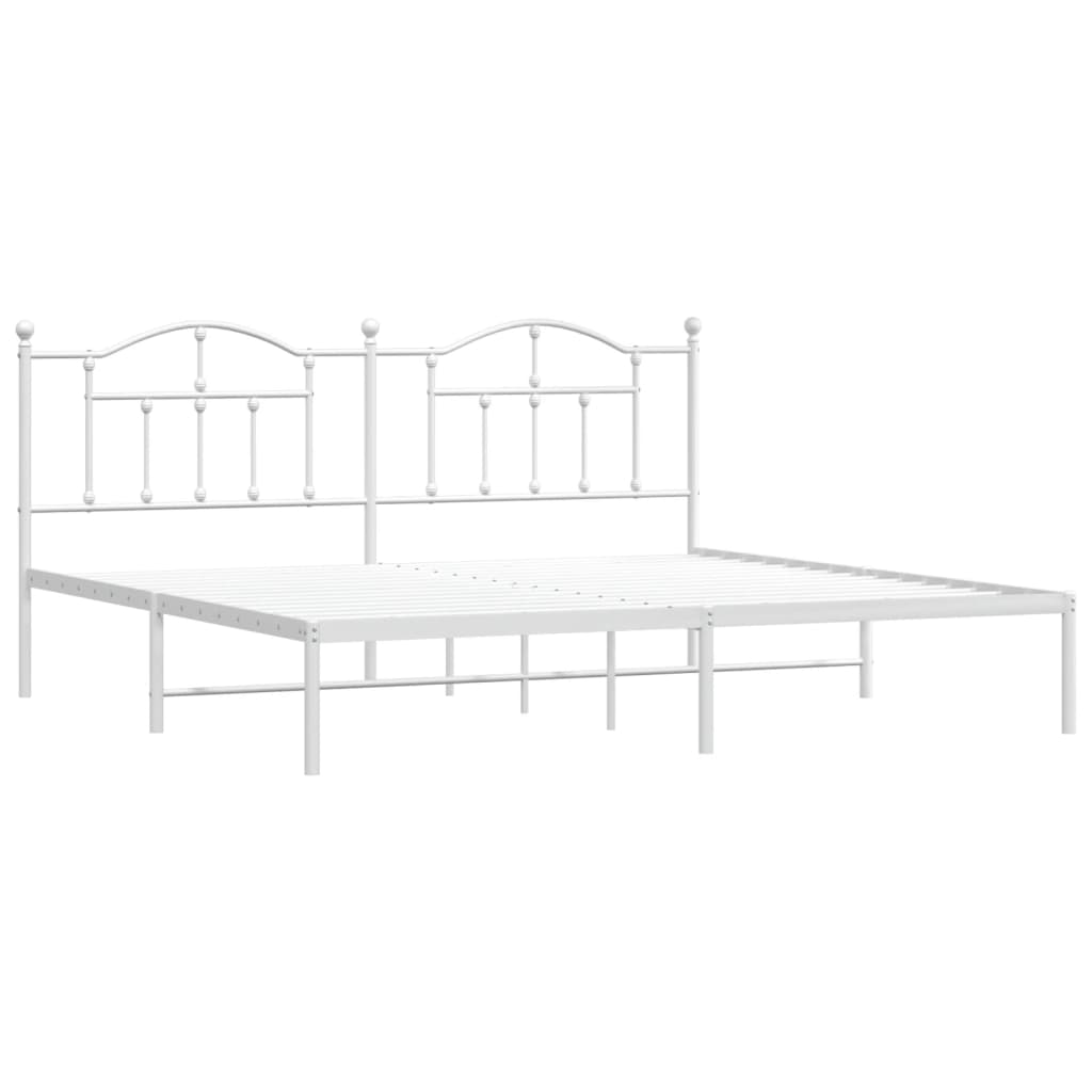 Estrutura de cama com cabeceira 193x203 cm metal branco