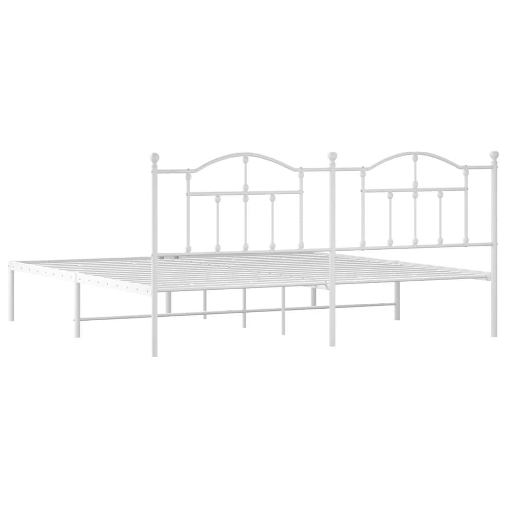 Estrutura de cama com cabeceira 193x203 cm metal branco