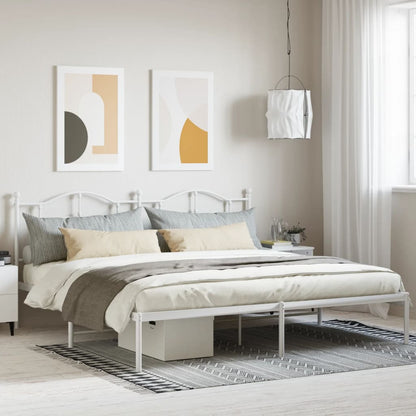 Estrutura de cama com cabeceira 193x203 cm metal branco