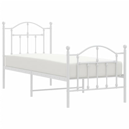 Estrutura de cama com cabeceira e pés 75x190 cm metal branco