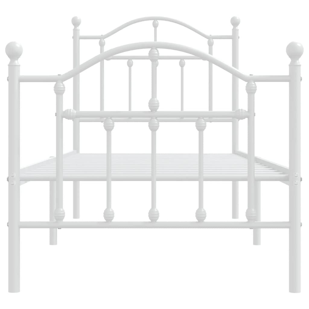 Estrutura de cama com cabeceira e pés 75x190 cm metal branco