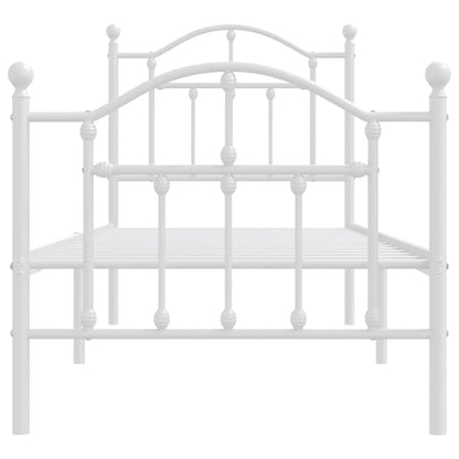 Estrutura de cama com cabeceira e pés 75x190 cm metal branco