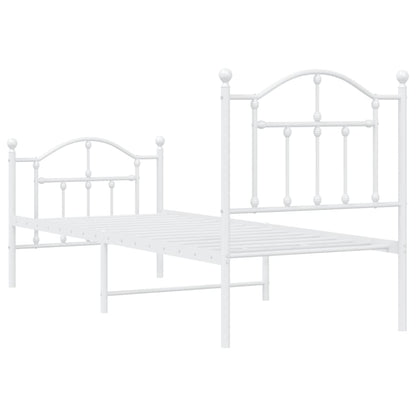 Estrutura de cama com cabeceira e pés 75x190 cm metal branco