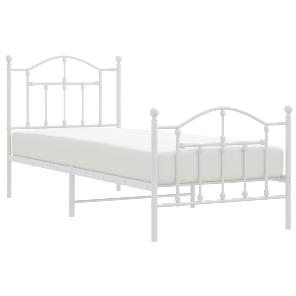 Estrutura de cama com cabeceira e pés 80x200 cm metal branco