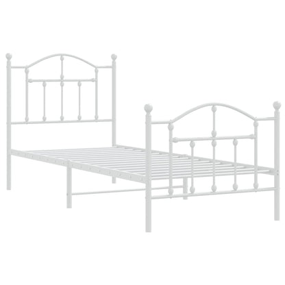 Estrutura de cama com cabeceira e pés 80x200 cm metal branco