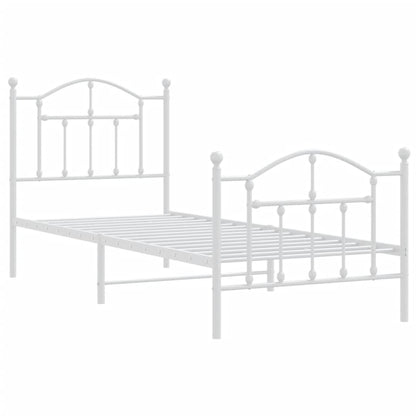 Estrutura de cama com cabeceira e pés 90x190 cm metal branco