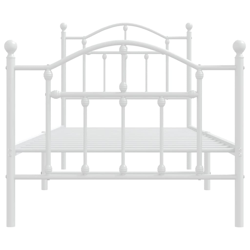 Estrutura de cama com cabeceira e pés 90x190 cm metal branco