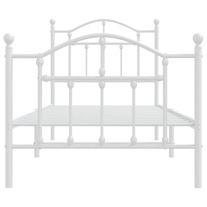 Estrutura de cama com cabeceira e pés 90x190 cm metal branco