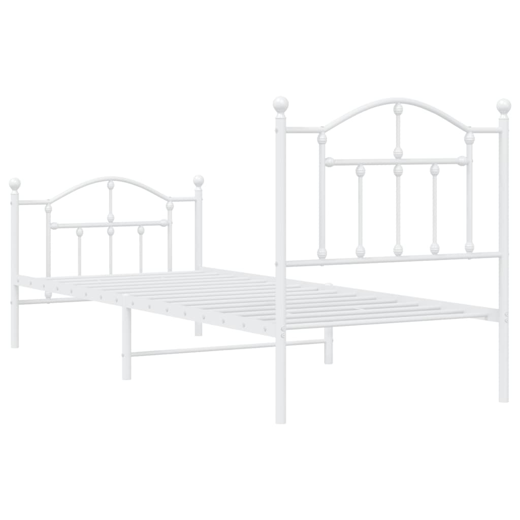 Estrutura de cama com cabeceira e pés 90x190 cm metal branco