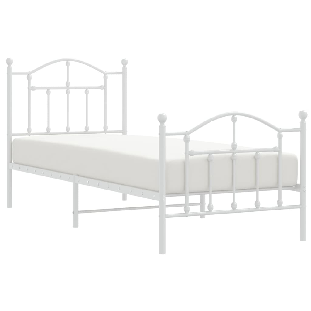 Estrutura de cama com cabeceira e pés 90x200 cm metal branco