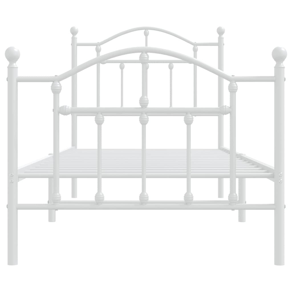 Estrutura de cama com cabeceira e pés 90x200 cm metal branco