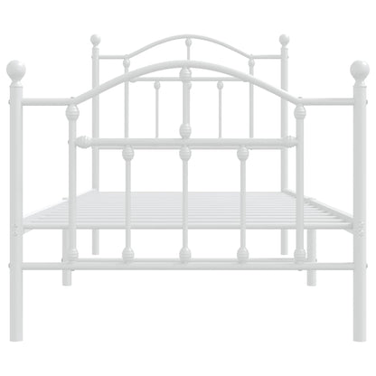 Estrutura de cama com cabeceira e pés 90x200 cm metal branco