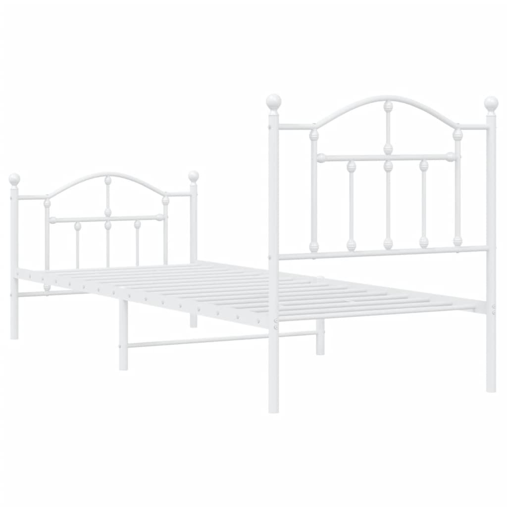 Estrutura de cama com cabeceira e pés 90x200 cm metal branco