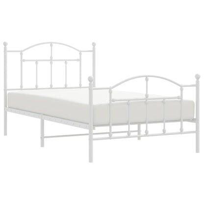 Estrutura de cama com cabeceira e pés 100x190 cm metal branco