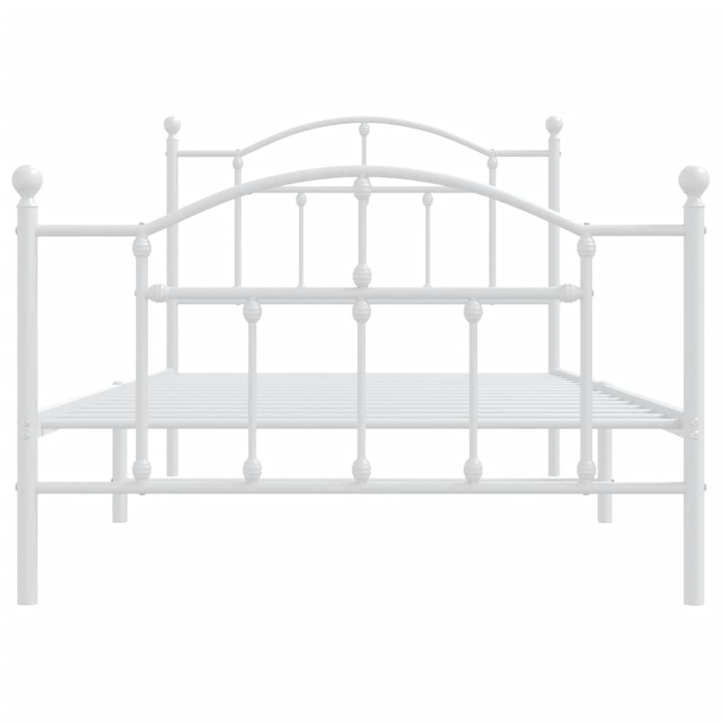 Estrutura de cama com cabeceira e pés 100x190 cm metal branco