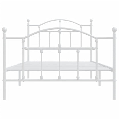 Estrutura de cama com cabeceira e pés 100x190 cm metal branco