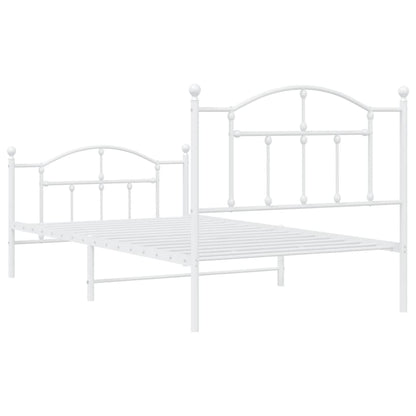 Estrutura de cama com cabeceira e pés 100x190 cm metal branco