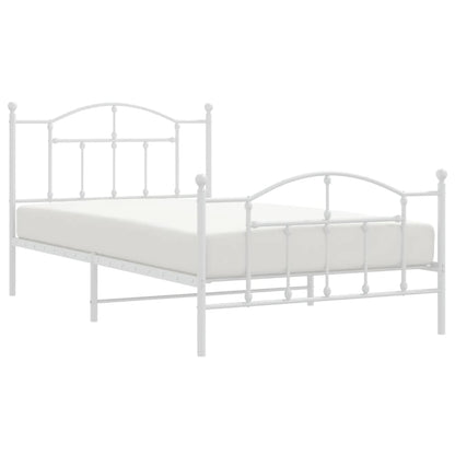 Estrutura de cama com cabeceira e pés 100x200 cm metal branco