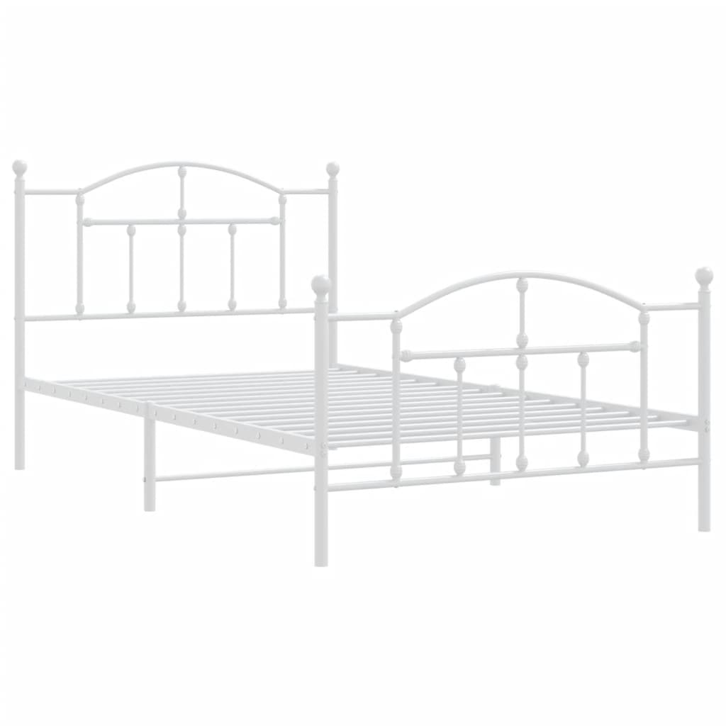 Estrutura de cama com cabeceira e pés 100x200 cm metal branco