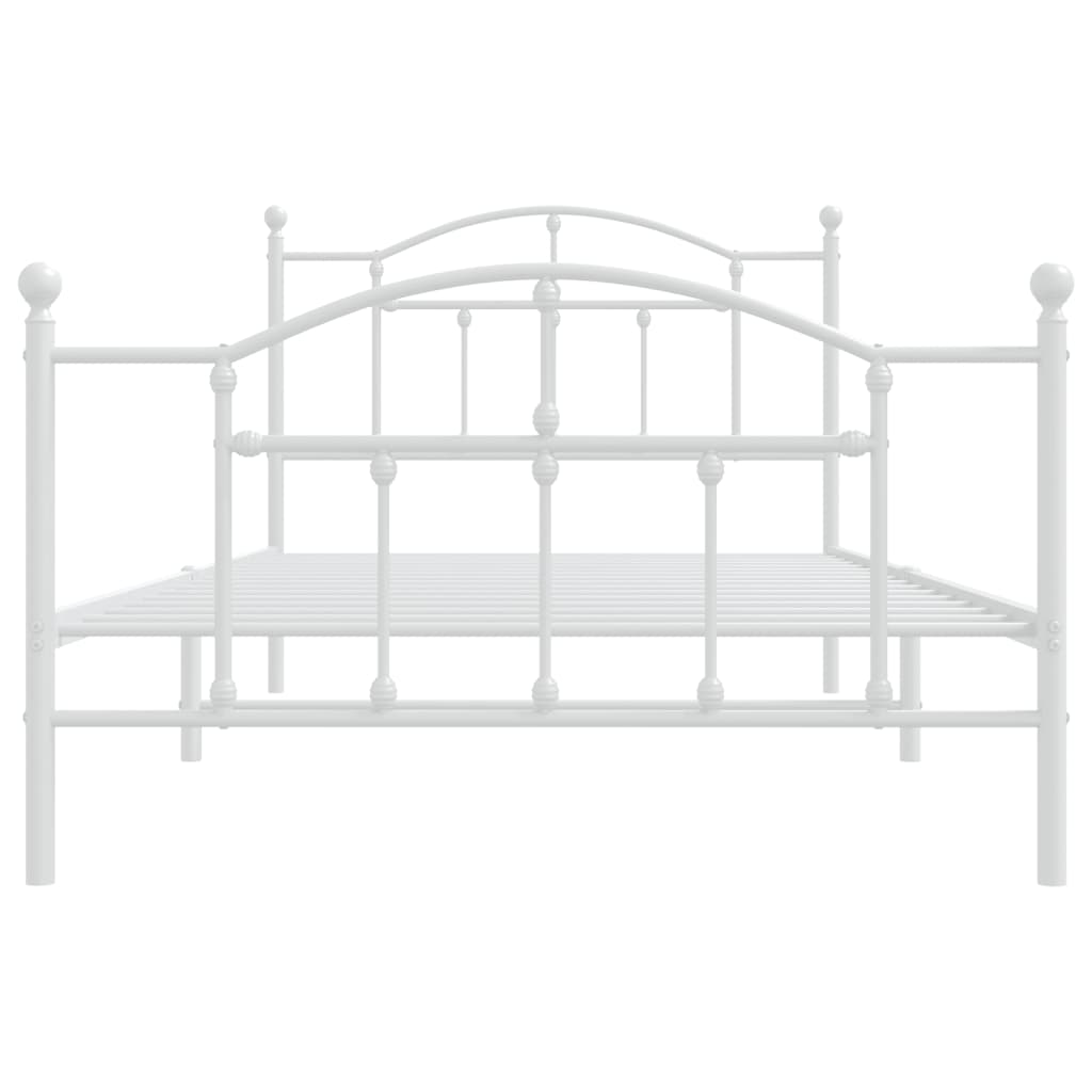 Estrutura de cama com cabeceira e pés 100x200 cm metal branco