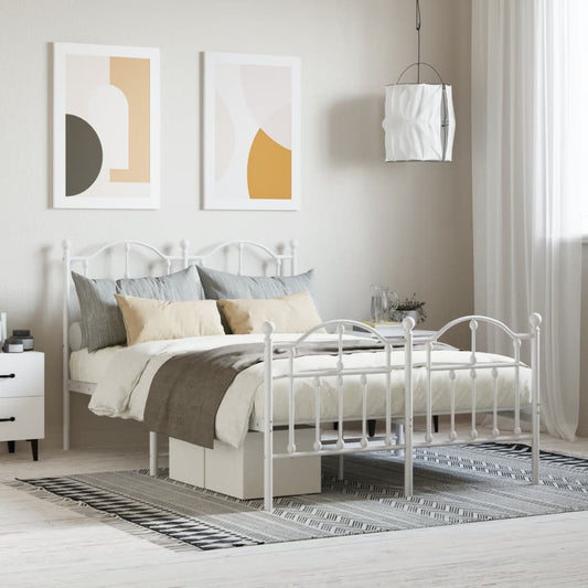 Estrutura de cama com cabeceira e pés 120x190 cm metal branco