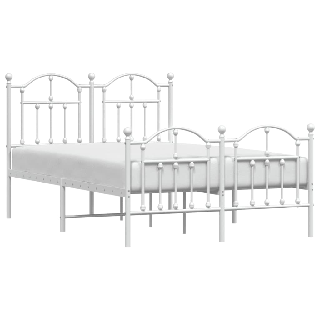 Estrutura de cama com cabeceira e pés 120x200 cm metal branco