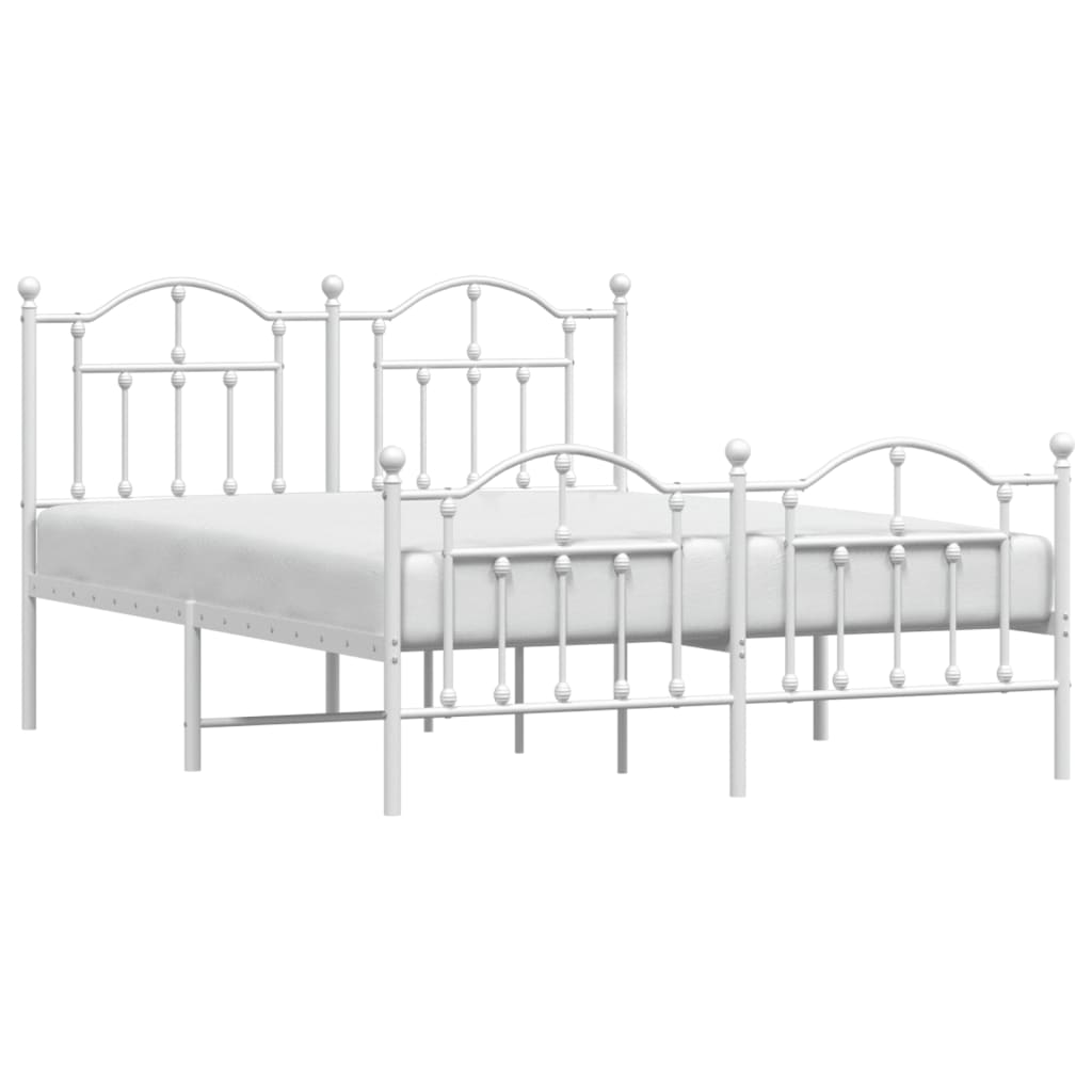 Estrutura de cama com cabeceira e pés 135x190 cm metal branco