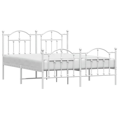 Estrutura de cama com cabeceira e pés 135x190 cm metal branco