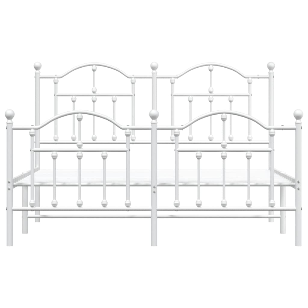 Estrutura de cama com cabeceira e pés 135x190 cm metal branco