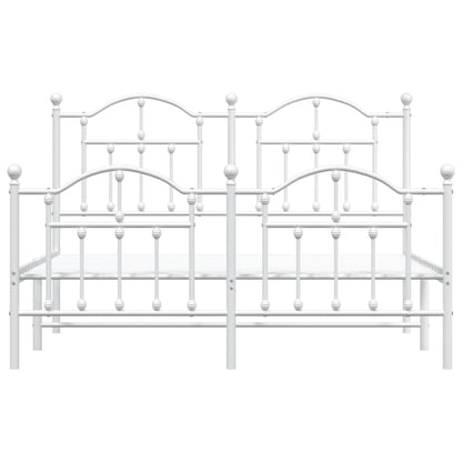 Estrutura de cama com cabeceira e pés 135x190 cm metal branco