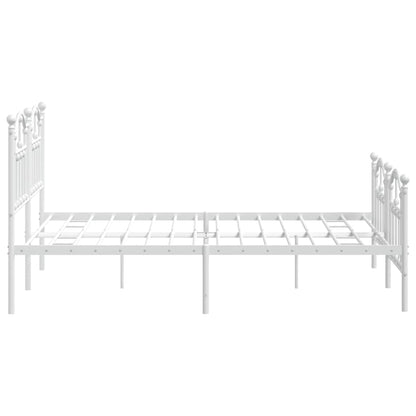 Estrutura de cama com cabeceira e pés 135x190 cm metal branco