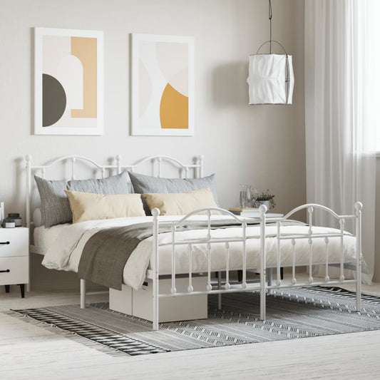 Estrutura de cama com cabeceira e pés 135x190 cm metal branco