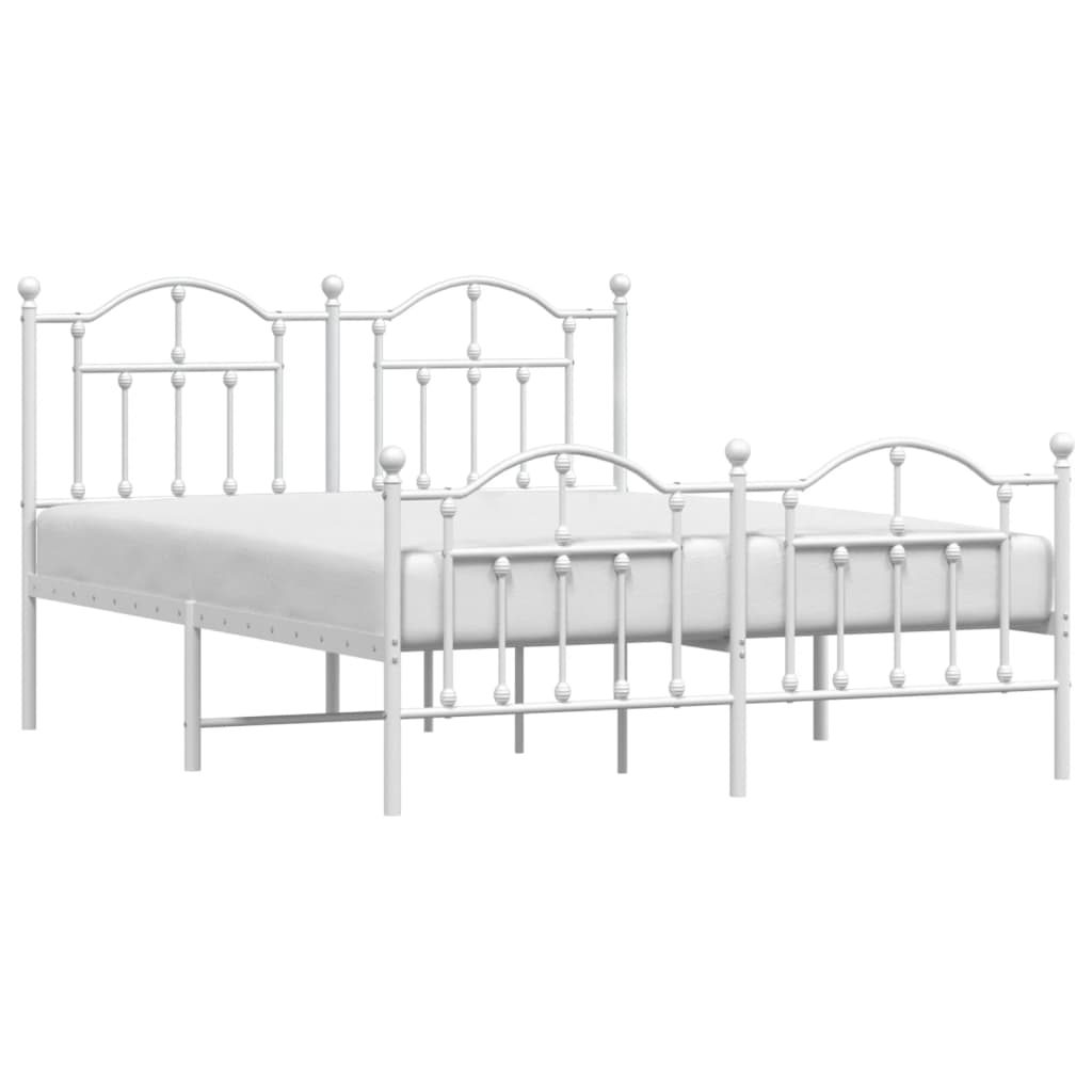 Estrutura de cama com cabeceira e pés 140x190 cm metal branco