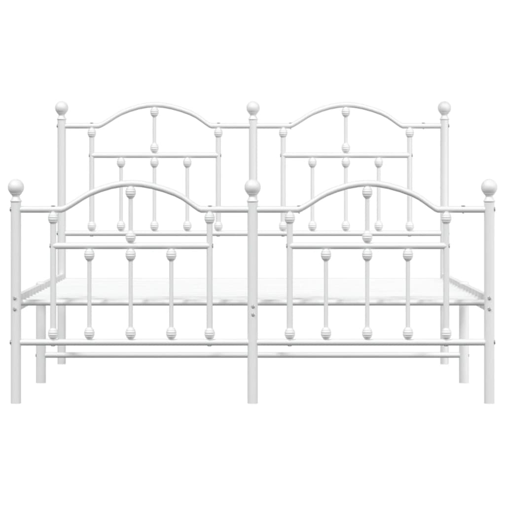 Estrutura de cama com cabeceira e pés 140x190 cm metal branco