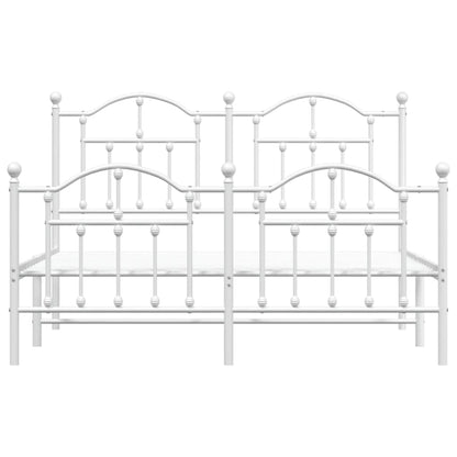 Estrutura de cama com cabeceira e pés 140x190 cm metal branco